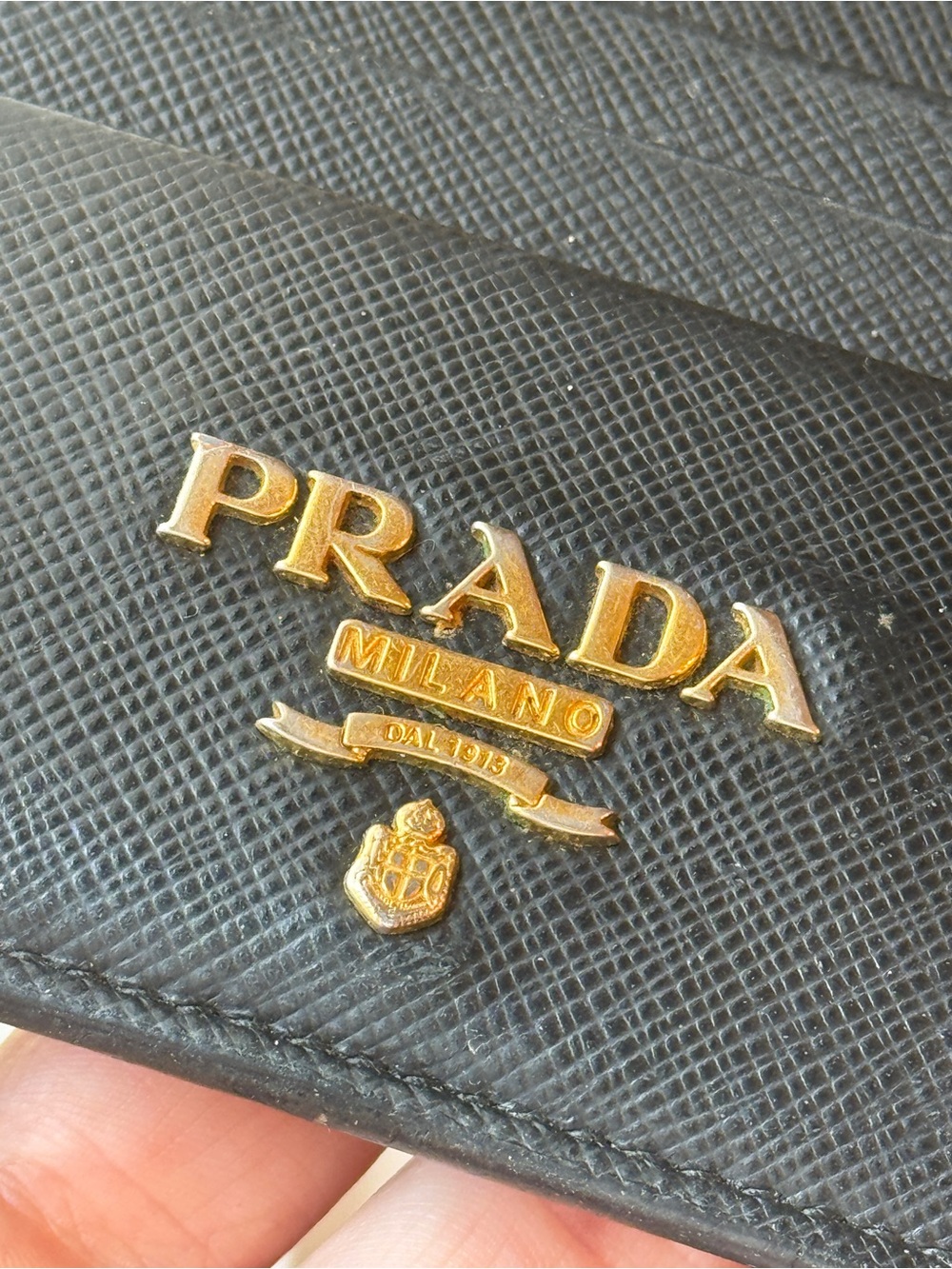 Prada Black Saffiano Leather Card Holder with Gold Logo Plaque - Picture 3 of 6